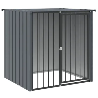 Image de vidaXL Niche pour chiens avec toit Noir 110x103x109 cm Acier galvanisé