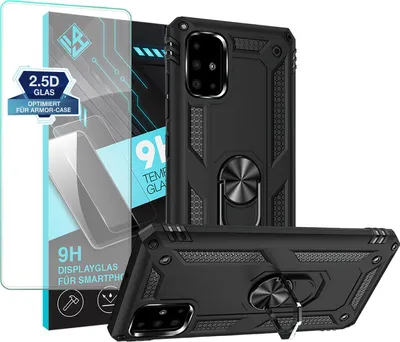 Produktbild von Armor Outdoor Handyhülle für Samsung Galaxy A51 Handy Panzer Case Schutzhülle mit 9H Displayglas Displayschutz Farbe: Schwarz