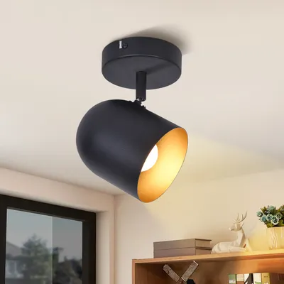 Immagine prodotto di ZMH plafoniera E14 vintage spot plafoniera 1 fiamma plafoniera spot industriale corridoio plafoniera faretto da parete 350° orientabile faretto da parete senza luce