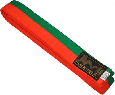 Produktbild von TEKKA BUDO Kampfsport Gürtel Orange-Grün mittig geteilt 2-farbig - Budogürtel halb halb gestreift, Karate, Judo, Taekwondo, Ju-Jutsu - 260 cm