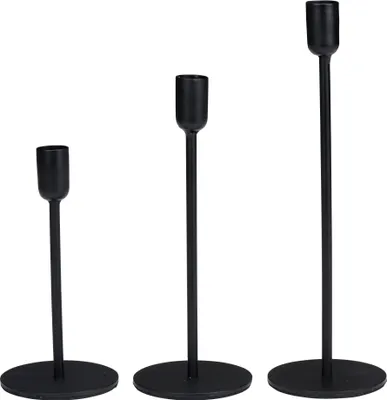 Produktbild von Arti Casa Kerzenständer Schwarz Set mit 3 Kerzenhaltern - Geeignet für Kerzen Ø2cm - Wohnkultur - Tischdekoration - Metall
