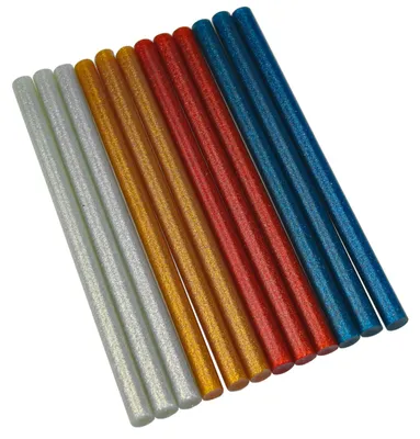 Produktbild von 12 Heißkleber Klebesticks 11,2mm x 200mm farbig glitzer
