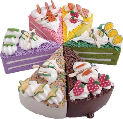 Image de 6 pièces de mini-gâteaux artificiels, disque enPolyuréthanefaux, simulation, modèle de dessert triangulaire décoratif pour cuisine, boulangerie, décoration