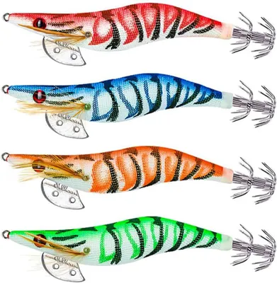 Imagen del producto de Señuelos artificiales con forma de gamba, fluorescentes, paquete de 4 unidades, para pesca nocturna