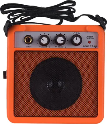 Obrázek produktu pro EBTOOLS 5W kytarový zesilovač s volume a overdrive, vstupy 3,5 mm a 6,35 mm, přenosný design s popruhem pro vnitřní i venkovní použití (ORANGE)