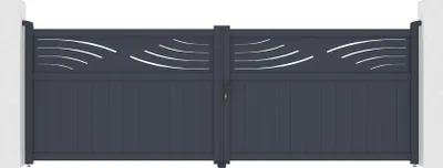 Produktbild von Doppelflügeltor aus Aluminium 4m HALTI H.140cm grau