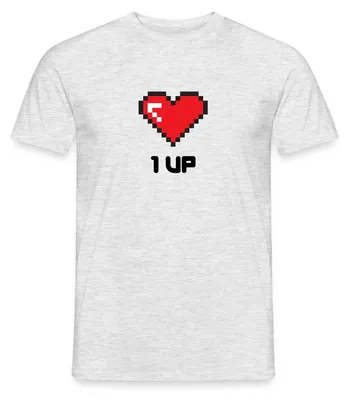 Produktbild von Spreadshirt 1 Up | Pixel Herz Gamer Männer T-Shirt, M, Grau meliert