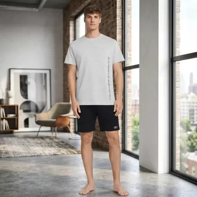 Productafbeelding van CR7 Katoenen Heren Shortama - Lichtgrijs/Zwart - L