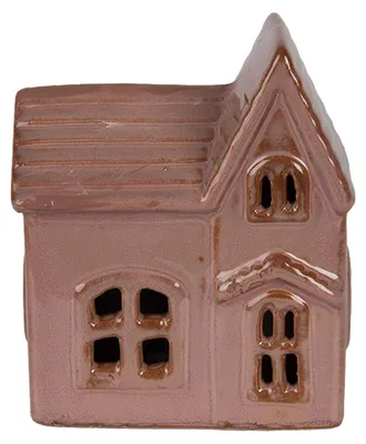 Immagine prodotto di Clayre & Eef Casetta decorativa con LED 10x6x12 cm Vetroceramica rosa