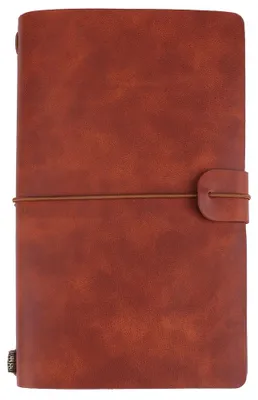 Produktbild von Klassisches Reise-Notizbuch aus Kunstleder, personalisierbares Tagebuch, nachfüllbarer Notizblock (Braun)
