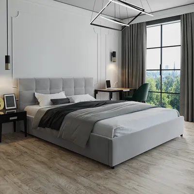 Produktbild von Polsterbett 140x200 mit bettlkasten und lattenrost Mira HLR-22 Grau Velours