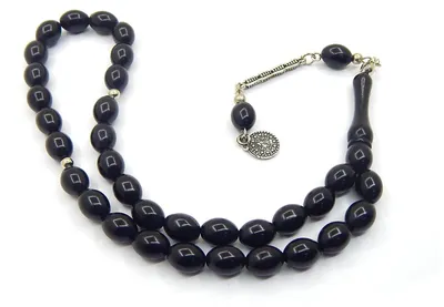 Islamische Gebetskette 33 Perlen, oval, 12 mm, schwarz