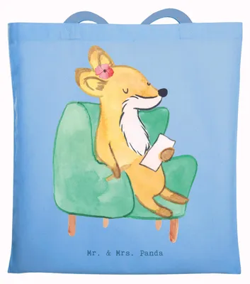 Produktbild von Mr. & Mrs. Panda Shopping Tasche Therapeutin Herz - Sky Blue - Geschenk, Tote Bag, Stoffbeutel, Tragetasche, Laptoptasche, Jutebeutel