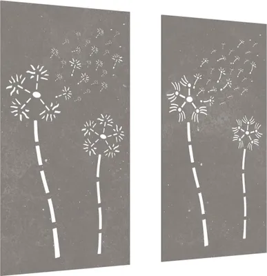 Image de vidaXL Décoration murale de jardin en 2 parties 105x55 cm Design floral en acier corten