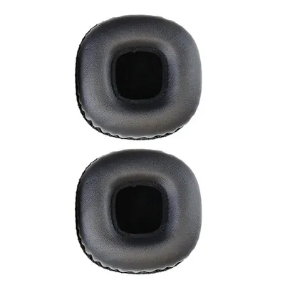 Two black ear pads for headphones are shown against a white background.