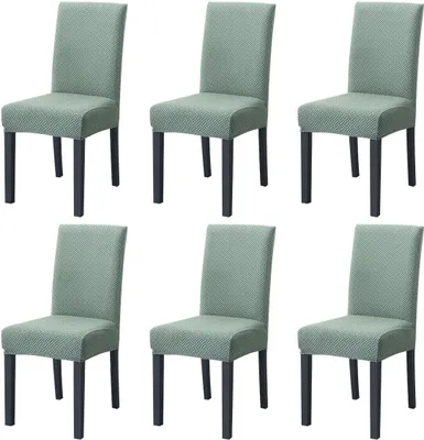 Produktbild von 6 Stück gestrickte Twill Stretch Stuhl Schonbezug Stuhl Möbel Schutzhülle, Cyan