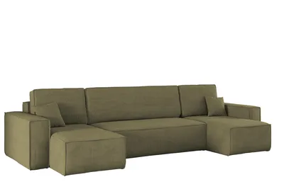Produktbild von Kaiser Möbel Ecksofa mit schlaffunktion und bettkasten, Sofa U-form, Couch U-form BEST Dicker Cord Poso Olive