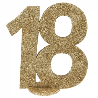 Produktbild von 18. Geburtstag gold glitzer Tischdekoration 11x 10 cm Zahl 18