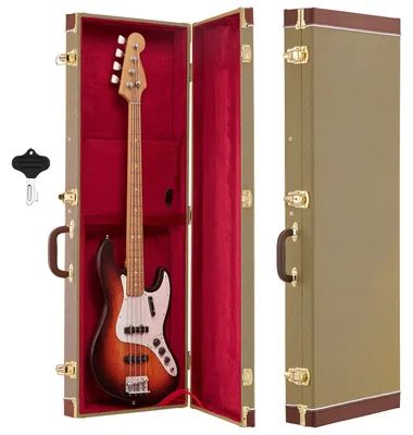 Produktbild von E-Gitarrenkoffer - Rechteckiger Hartschalenkoffer - Für ST/Tele-Gitarren bis 100 cm - Holzkoffer mit Schloss und Schlüssel - Polsterung mit Zubehörfach