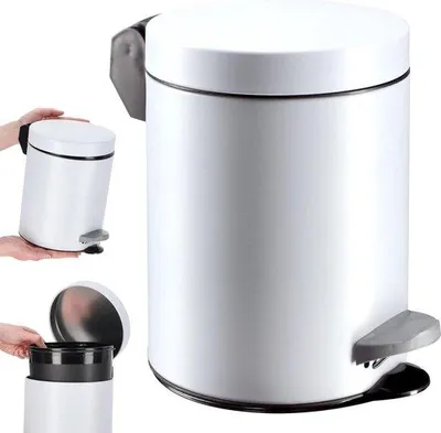 Produktbild von Famanu Abfalleimer elegante Treteimer für Badezimmer und Küche - 5 Liter - Weiß