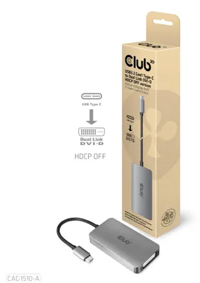 Image de Club3D Adapter USB 3.2 Typ C > DVI-D HDCP Off aktiv St/Bu retail