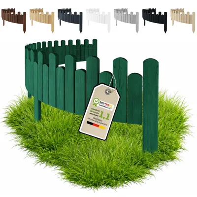 Immagine prodotto di Floranica Steccato in legno 200 x 40 cm, Verde – bordo ondulato, pino con cinque picchetti incorporati