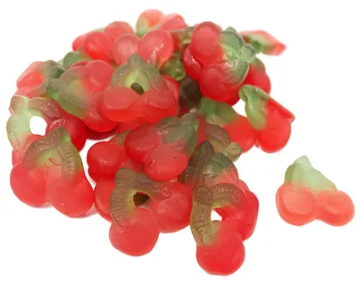 Immagine prodotto di Gomme alla frutta De Bron doppia ciliegia senza zucchero dolce fruttato morbido 1000g