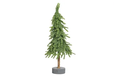 Produktbild von Tannenbaum künstlich mit Glitzer und Betonfuß 60cm Grün