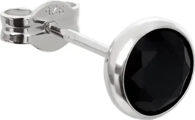 Produktbild von Single Ohrstecker Zirkonia Schwarz 6,7mm 925er Sterlingsilber Damen Herren 7897