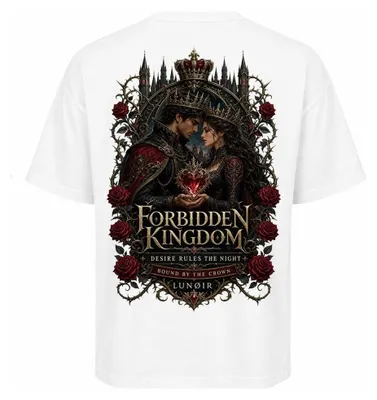 Produktbild von Damen Oversize T-Shirt Weiß XS – Bedrucktes Shirt mit Königs Motiv aus Baumwolle – LUNØIR ©