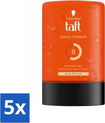 Image de Taft - Maxx Power 8 - Gel coiffant - Fixation longue durée - 300 ml - Pack avantage - 5 pièces
