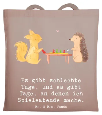 Produktbild von Mr. & Mrs. Panda Schultasche Eichhörnchen Gesellschaftsspiele - Braun Pastell - Geschenk, Beutel, canvas tasche, Spieleabend, Spielen, Einkaufstasche, Laptoptasche