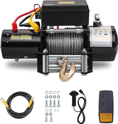Produktbild von STANEW Elektrische Seilwinde 12V, 6 000 LBS/ 2722 KG, Kabellose/Kabelgebundene Fernbedienung, Elektrowinde mit 8 mm x 15 m Stahlkabel, zum Abschleppen von Geländewagen Jeeps LKWs Booten