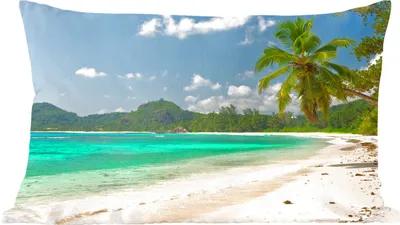 Produktbild von MuchoWow® Zierkissen Sofakissen Wohnzimmer Dekokissen 50x30 cm Tropisch - Wasser - Blau - Wohnzimmerdekoration - Polster mit Photo