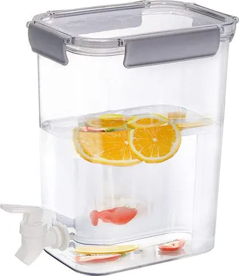 Image de Récipient en plastique avec robinet, récipient de 4,5 litres pour boissons fraîches, boissons glacées, limonade, réfrigérateur, bar, fête, couvercle