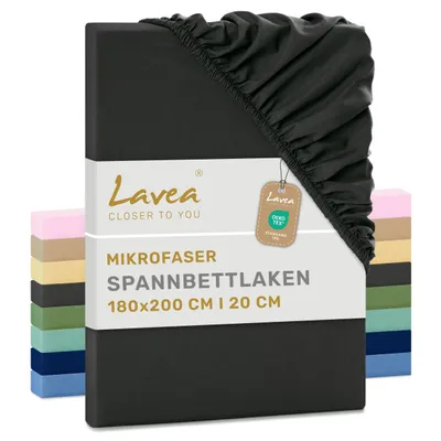 Zdjęcie produktu dla Lavea® Zestaw pościeli satynowej na materac, 180x200 cm, wykonany z mikrofibry, przeznaczony do materacy o grubości do 20 cm, z gumką wszytą po obwodzie, oddychający i zapewniający uczucie chłodu - kolor antracyt
