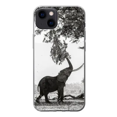 Produktbild von MuchoWow® Handyhülle Schutzhülle Hülle für iPhone 13 Elefant - Baum - Tiere - Schwarz und weiß Silikon Softcase Handy Hülle - Karteninhaber