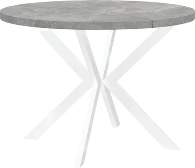 Produktbild von Runder Ausziehbarer Tisch für Esszimmer, ENDIK, mit Metallbeinen, Loft-Stil, Industriel, Durchmesser: 100 / 150 cm, Farbe: Atelier Hell / Weiß