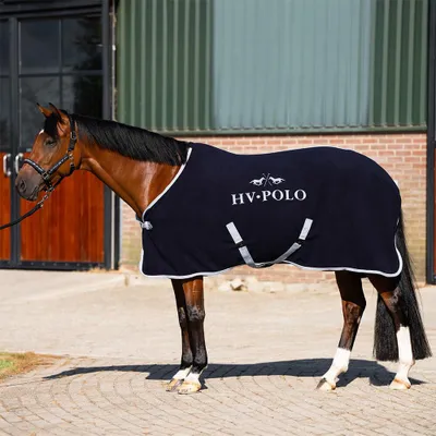 Image de Couverture d'absorption HV Polo, taille 95 - Couverture en polaire HVPSasha pour poneys et shetlands - Bleu marine