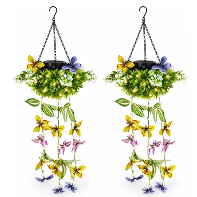 Produktbild von Solar Schmetterling Lichterkette, LED Garten Deko mit Efeu Ranken,  wasserdichte Außenbeleuchtung, Solar Lampe für Garten Terrasse Balkon