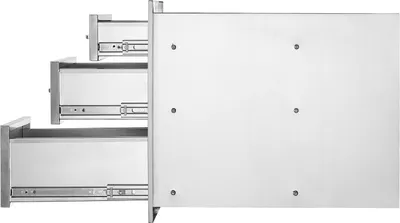Produktbild von Outdoor-Küchenschubladen, Unterputz-Grillschubladen aus Edelstahl mit dreifachem Zugriff und Griff, Grillinselschubladen für Außenküchen oder Terrassen-Grillstationen 356 x 516 x 588 mm