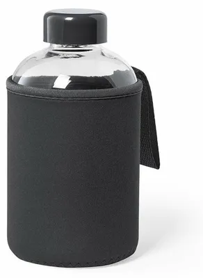 Produktbild von Glaswasserflasche/Getrankeflasche weiche Schutzhulle - schwarz - 600ml