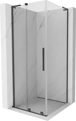 Produktbild von Mexen Velar L Duschkabine Schiebetür 90 x 90 cm, transparent, gebürstetes Gun Gray - 871-090-090-03-66