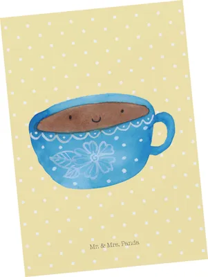Produktbild von Mr. & Mrs. Panda Postkarte Kaffee Tasse - Gelb Pastell - Geschenk, Ansichtskarten, Genuss, Geschmack, Lustige Sprüche, Glücklich, Postkarten, bildkarte, Fotokarte, Liebe