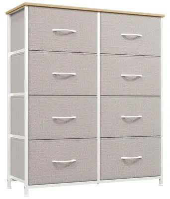 Productafbeelding van Commode met 8 lades, kleur: asgrijs, afmetingen: 80x93x30 cm
