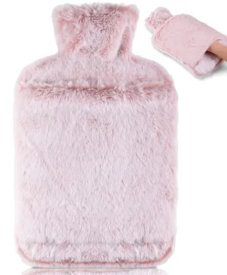 Immagine prodotto di Borsa dell'acqua calda con coprimaglia morbida - 2 litri - Antiperdita - Rosa - Con tasca a marsupio
