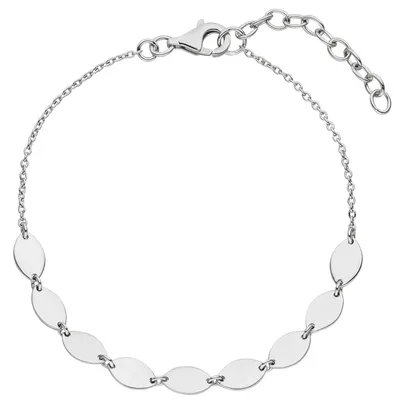 Produktbild von Armband 925 Silber rhodiniert Plättchen Rundankerkette Armschmuck 16-19cm