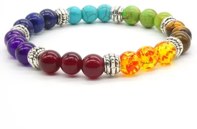 Productafbeelding van Thajaling 8mm edelsteen armband, 7 chakra's, halve edelstenen, Reiki energie, balans