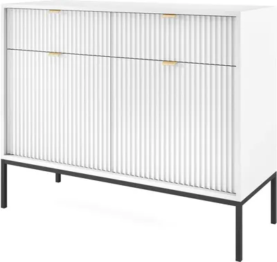 Produktbild von FURNLUX Anrichte Avon Weiss 104cm / Hauptfarbe: Weiß / Abmessungen: 104 x 83 x 39 cm