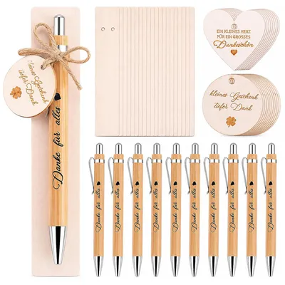 Dankeschön-Geschenkset, 20 Stück, Kugelschreiber mit Gravur